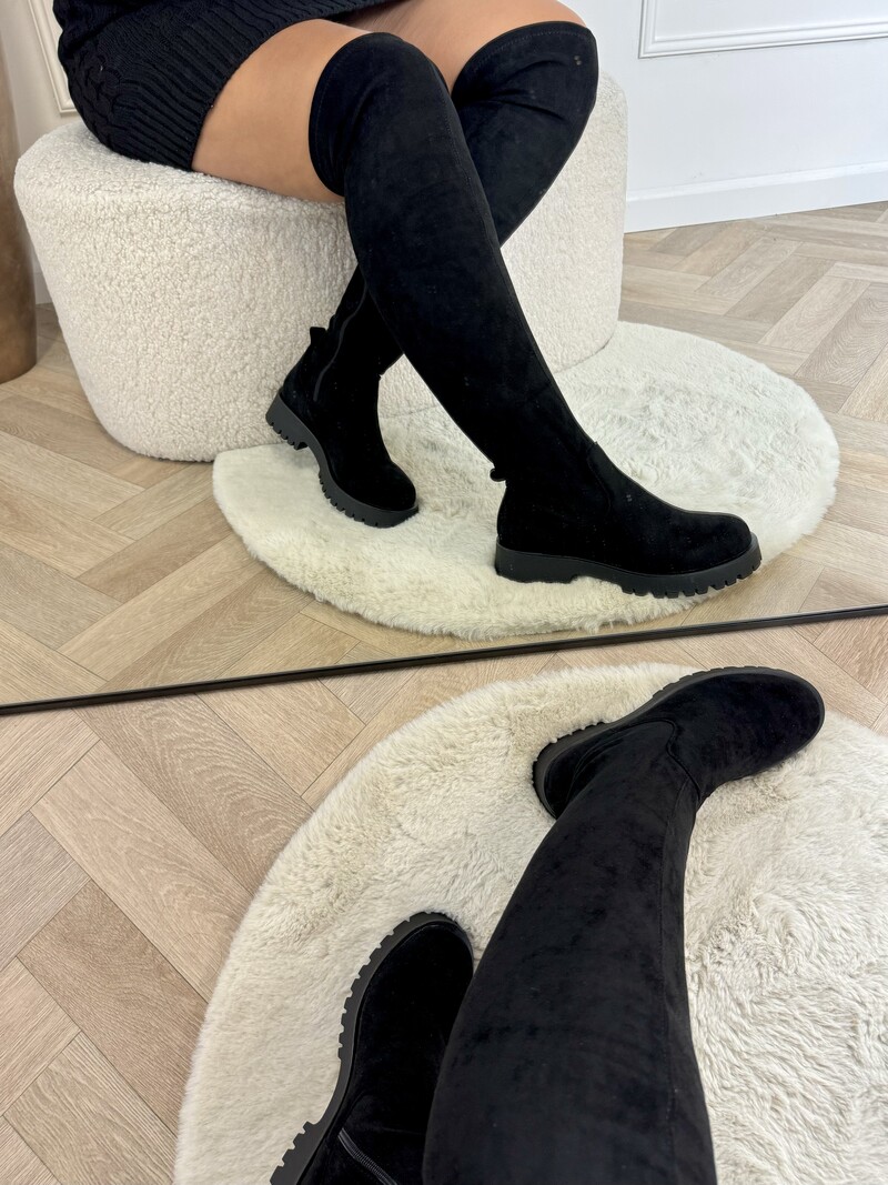 Overknee Boots Macy Suede  Black  DE339S
