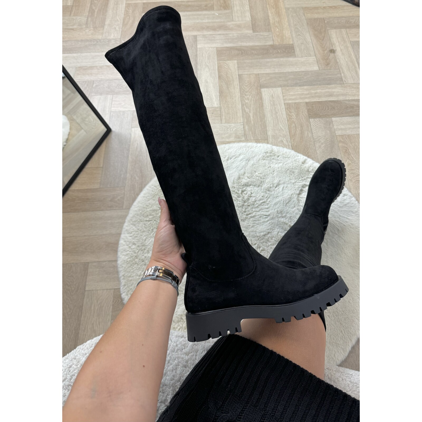 Overknee Boots Macy Suede  Black  DE339S