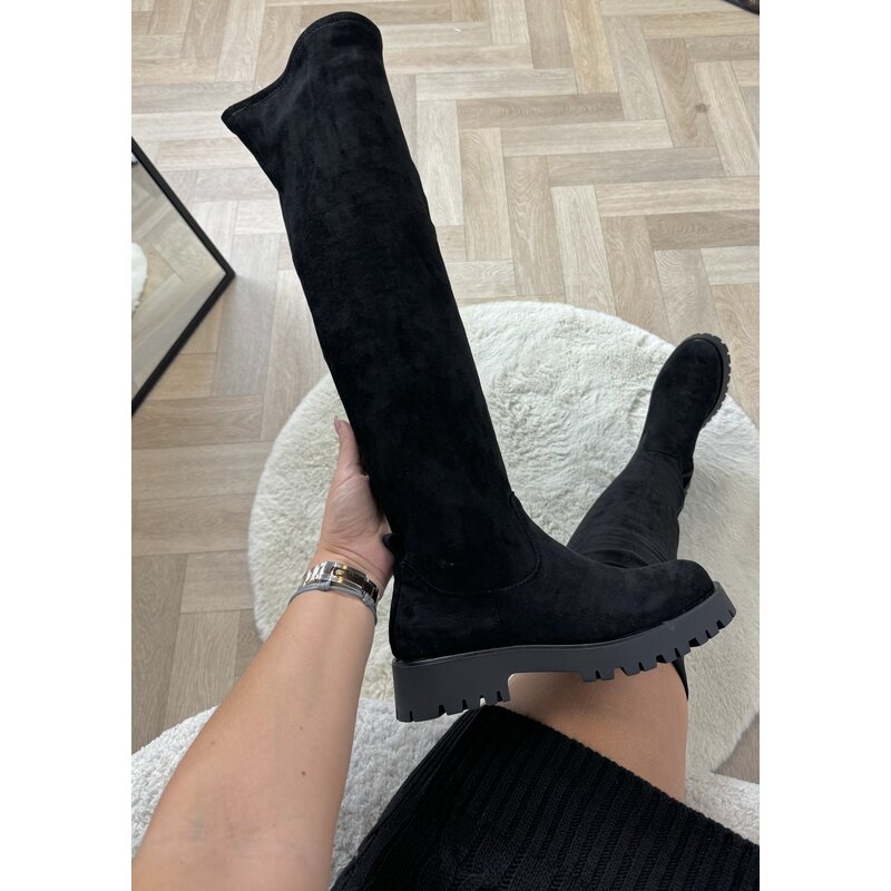 Overknee Boots Macy Suede  Black  DE339S