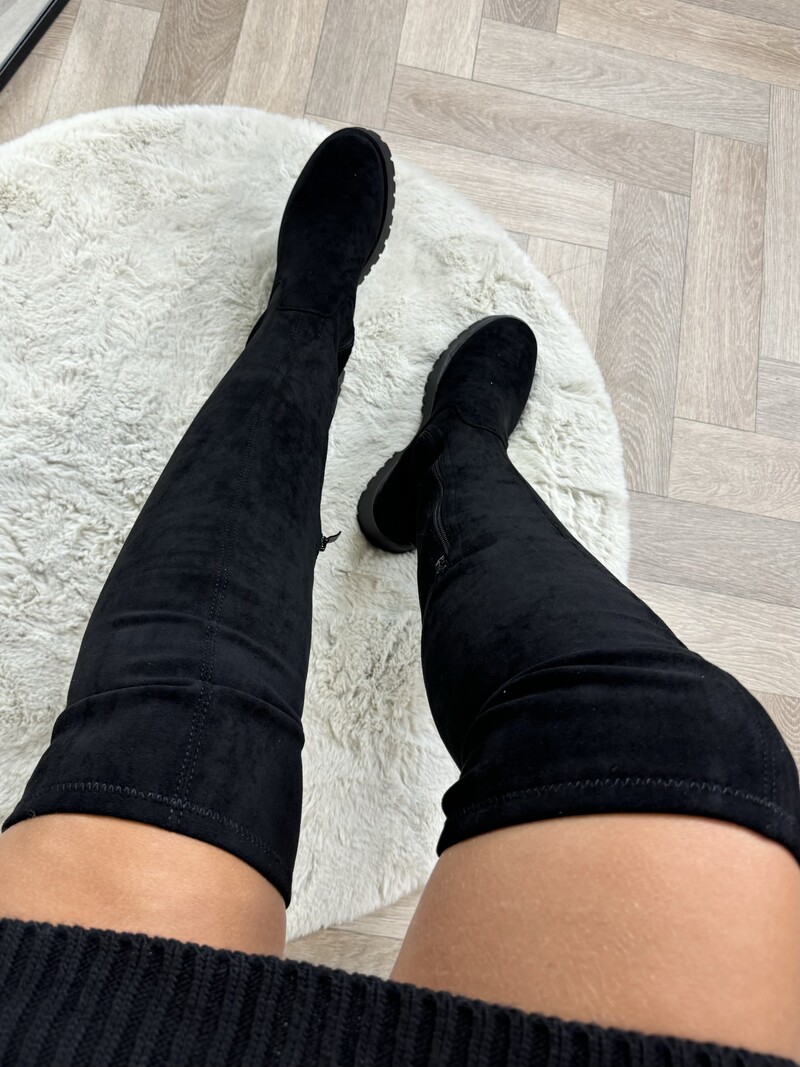 Overknee Boots Macy Suede  Black  DE339S