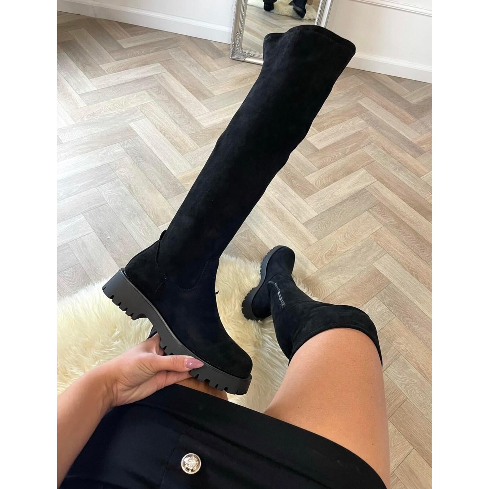 Overknee Boots Macy Suede  Black  DE339S