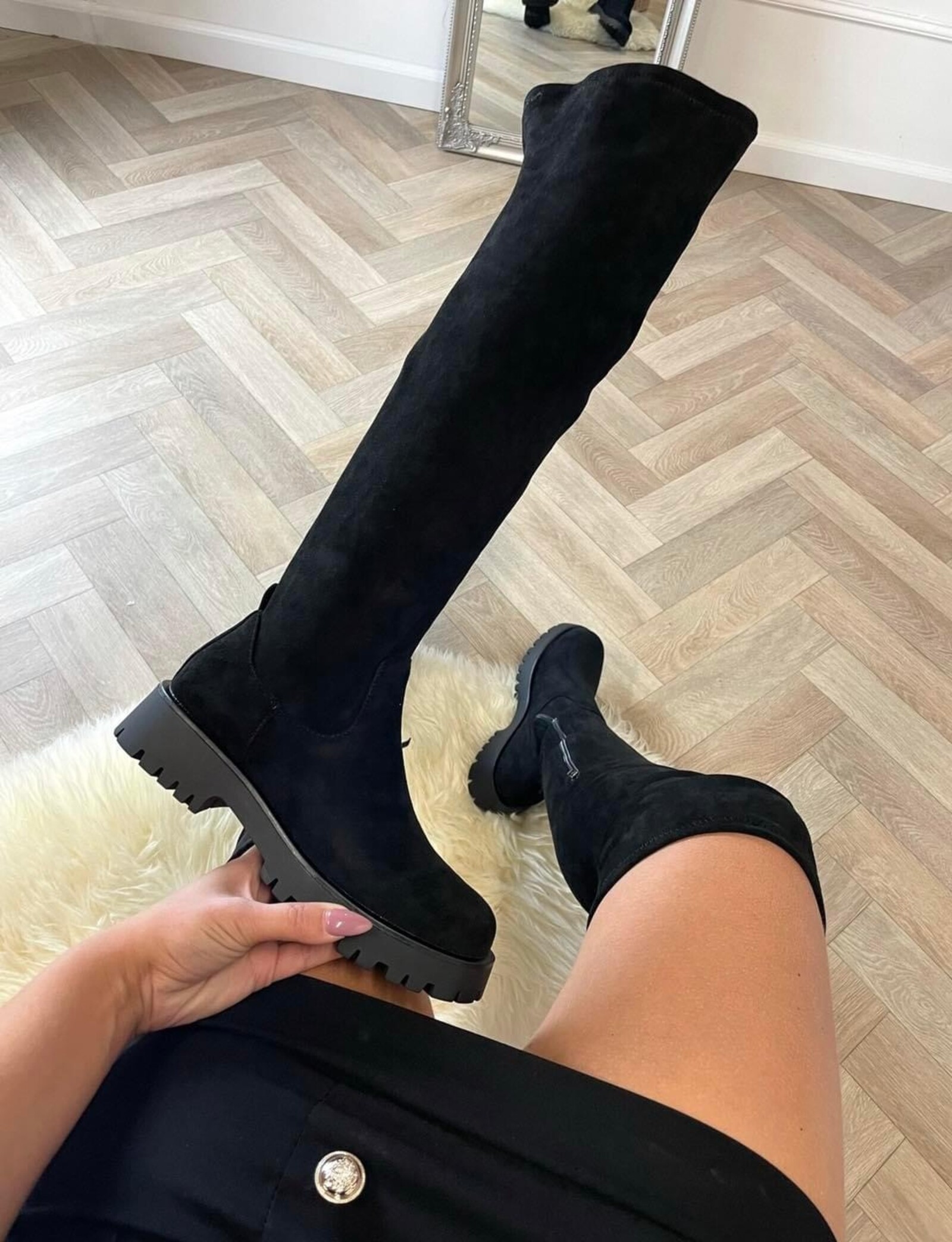 Overknee Boots Macy Suede  Black  DE339S