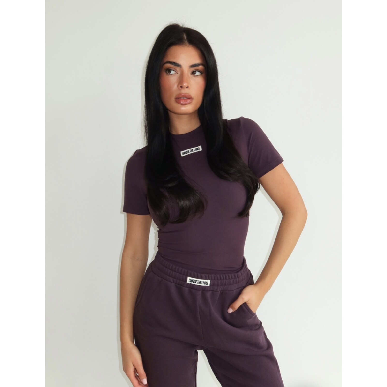 Unique The Label Nena top Short Sleeve deep berry