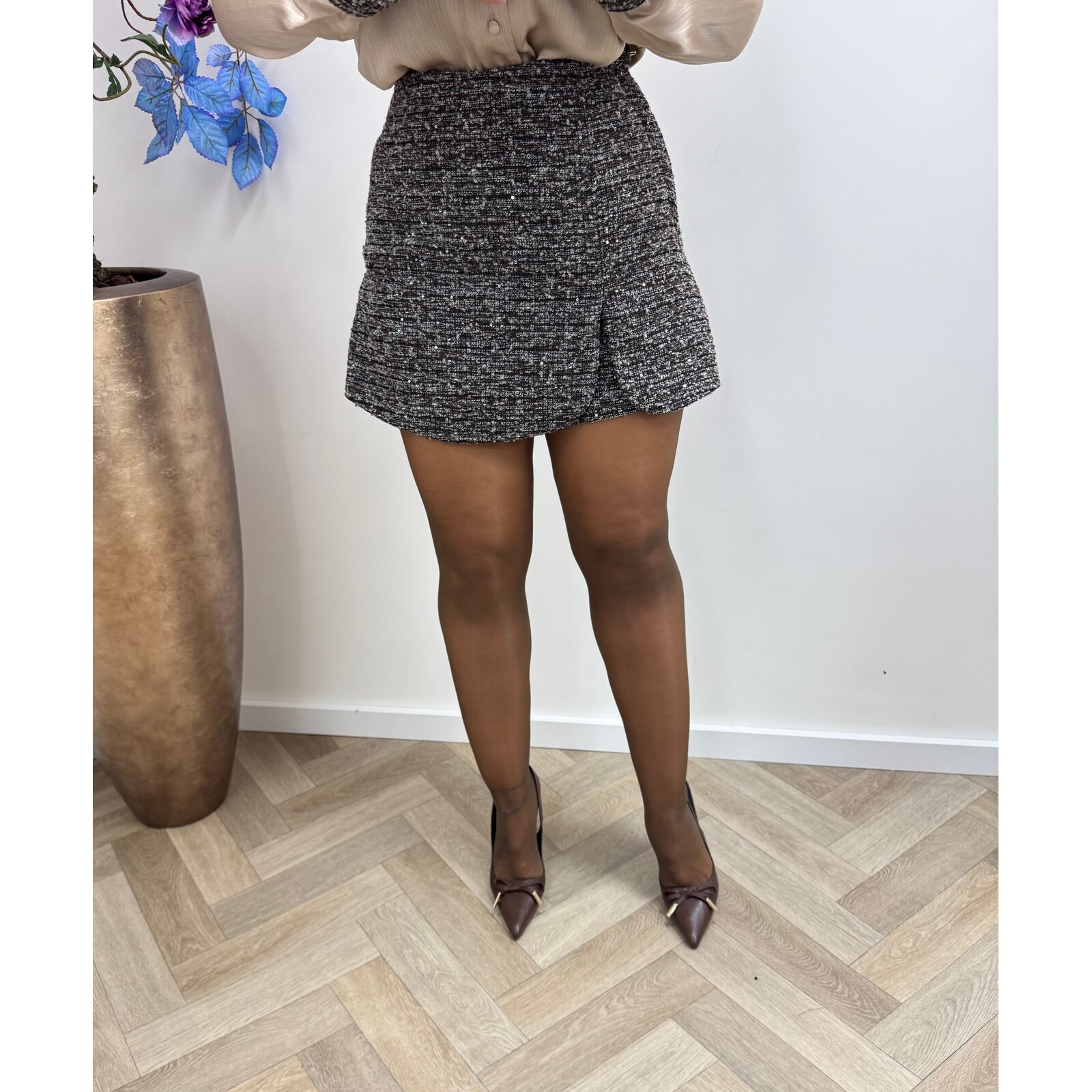 Skort Glam Tweed PC124 Beige Choco