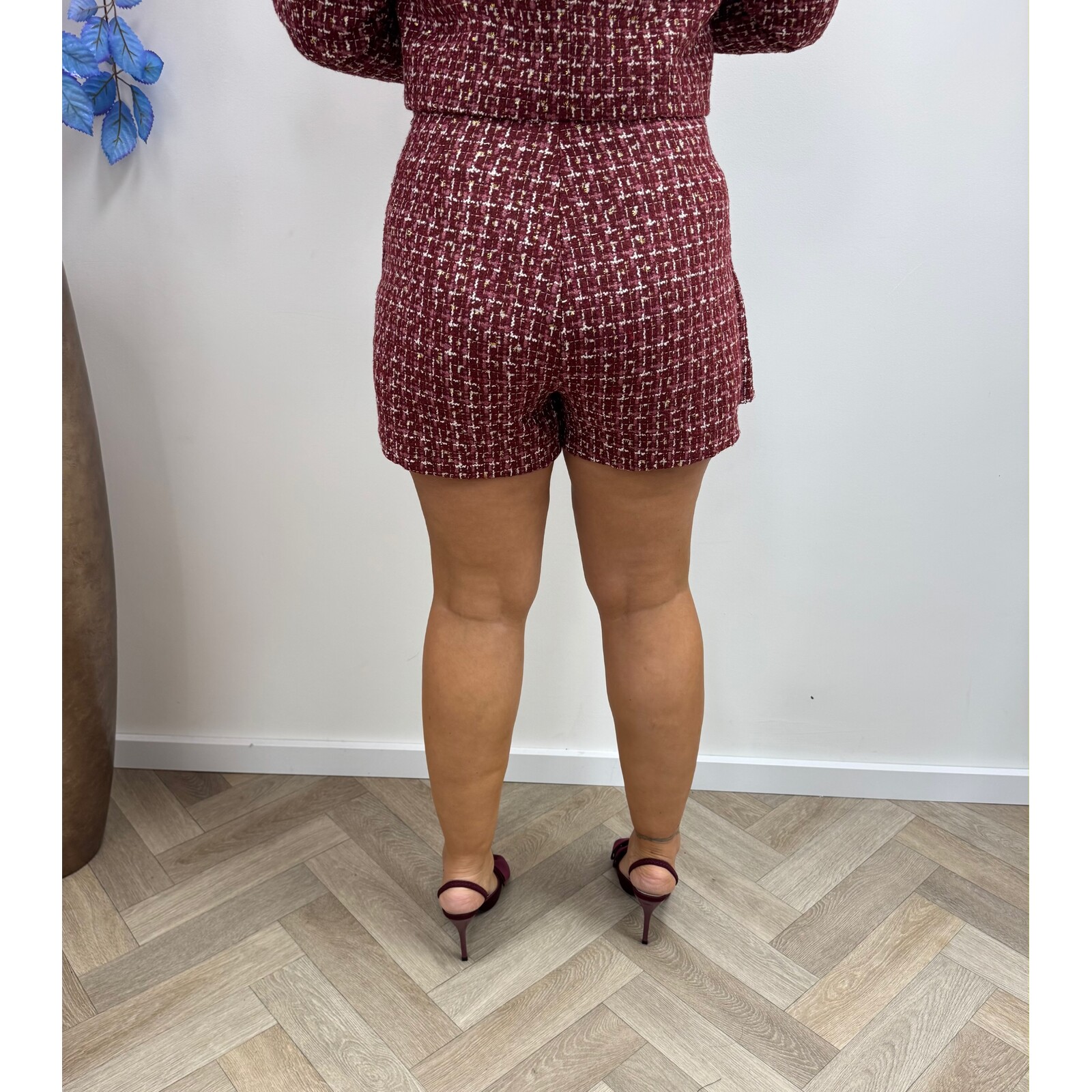 Skort Gold Lurex Tweed PC125 Bordeaux