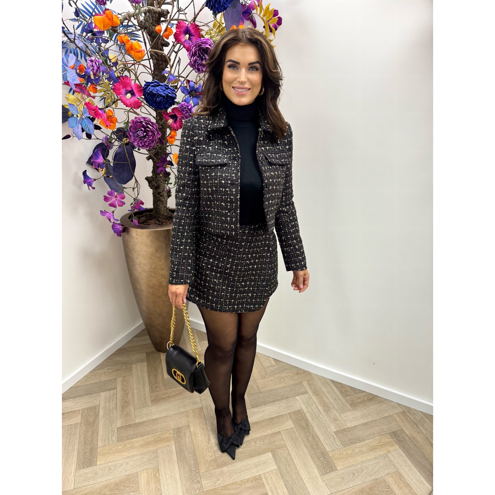 Blazer Tweed Gold Lurex V346 Black