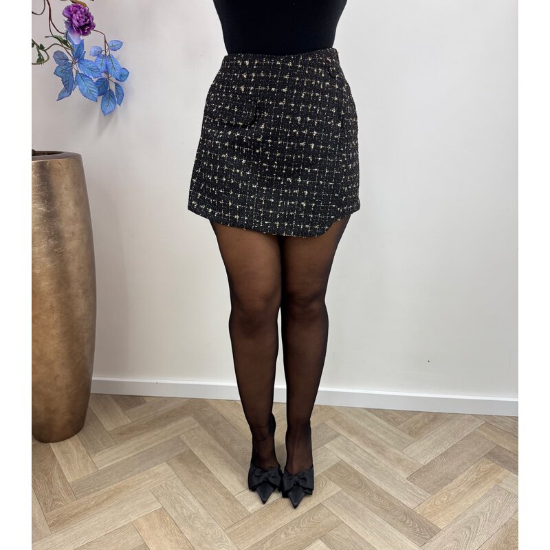 Skort Gold Lurex Tweed PC125 black