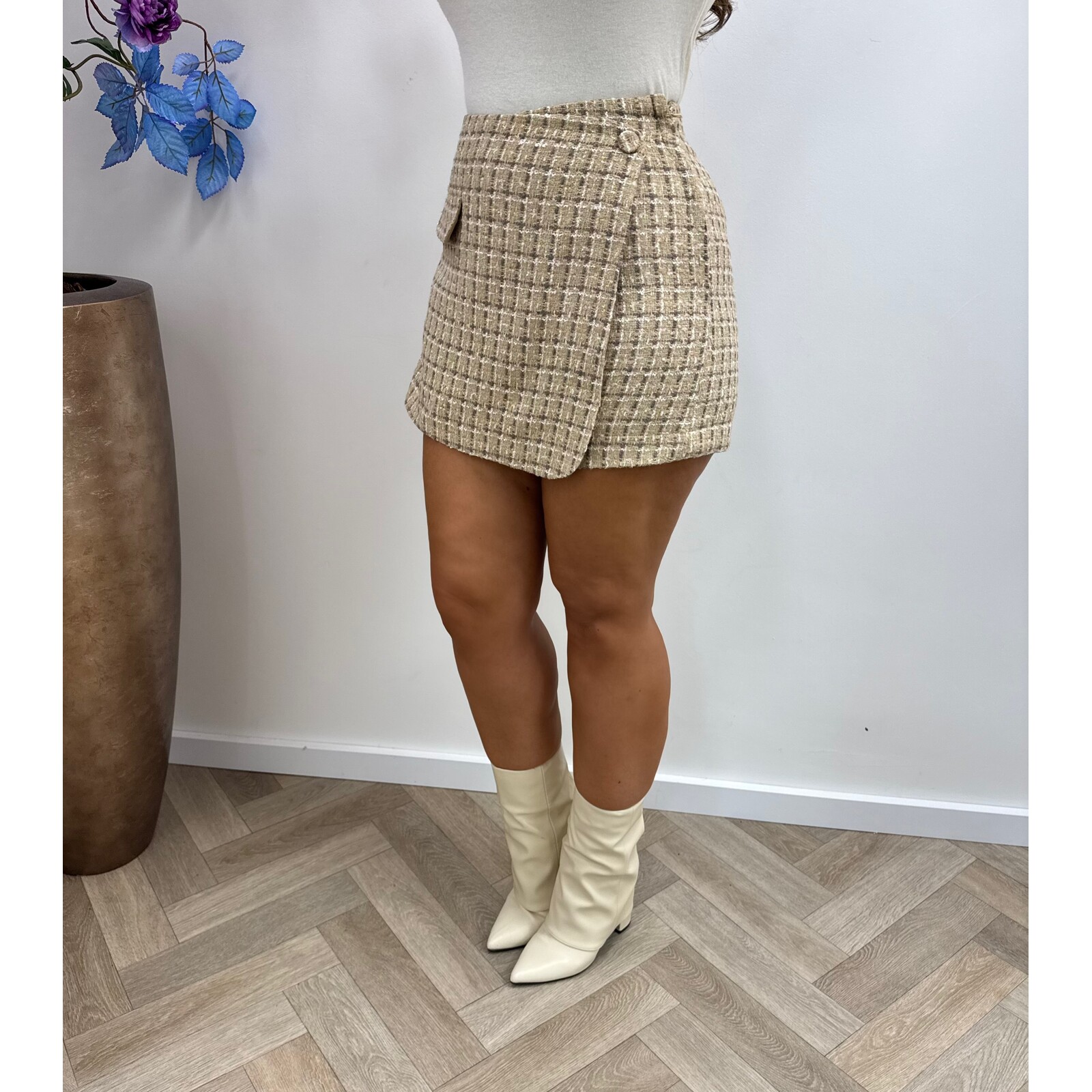 Skort Gold Lurex Tweed PC125 Beige