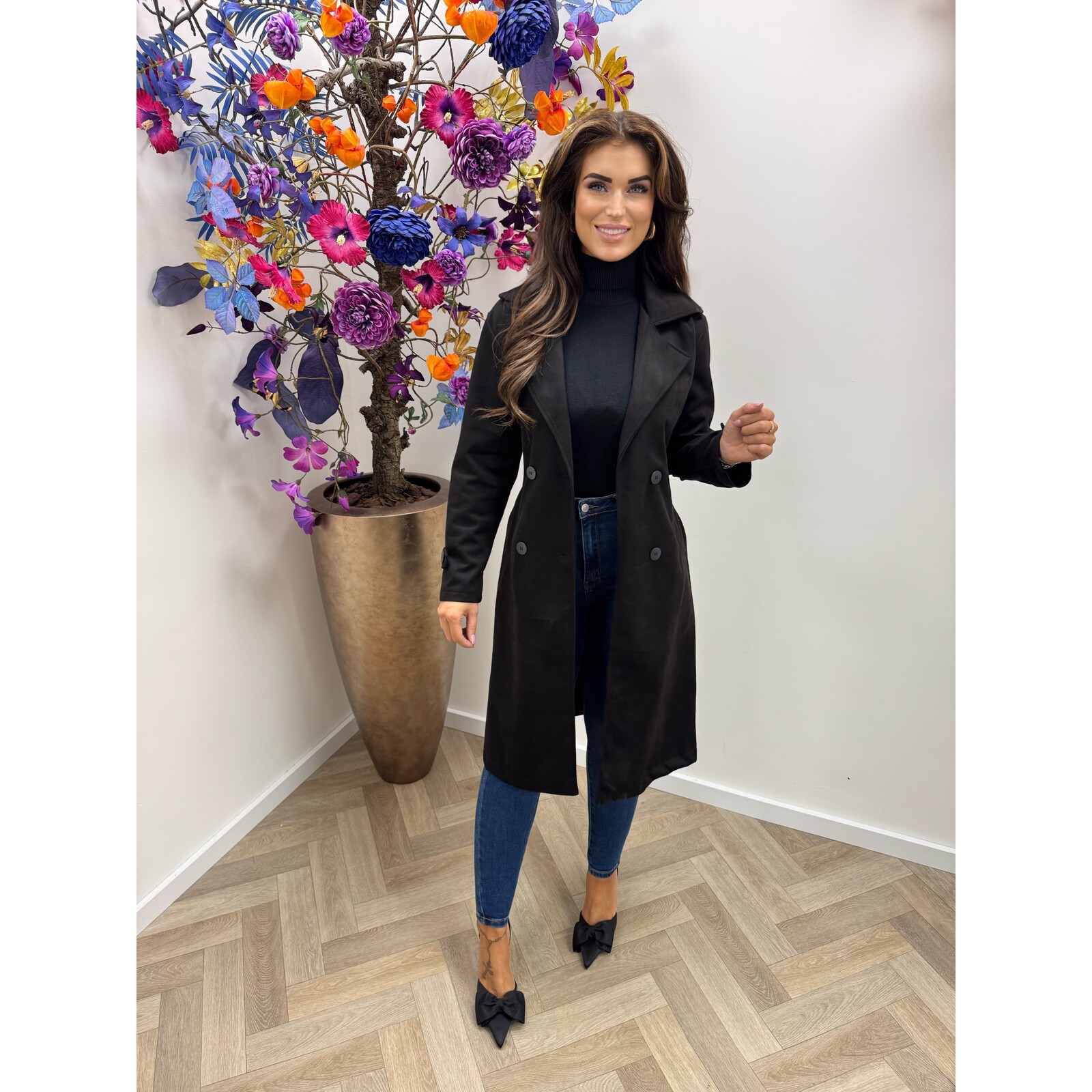 Long Jacket Suede Black