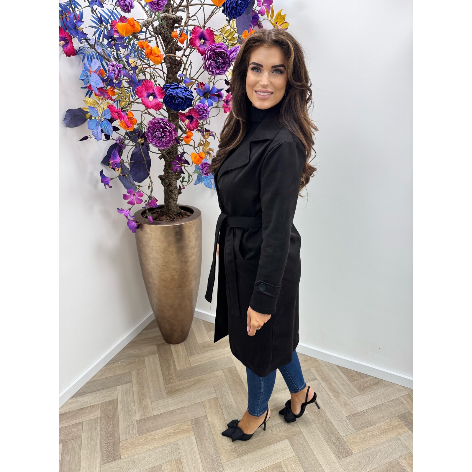 Long Jacket Suede Black