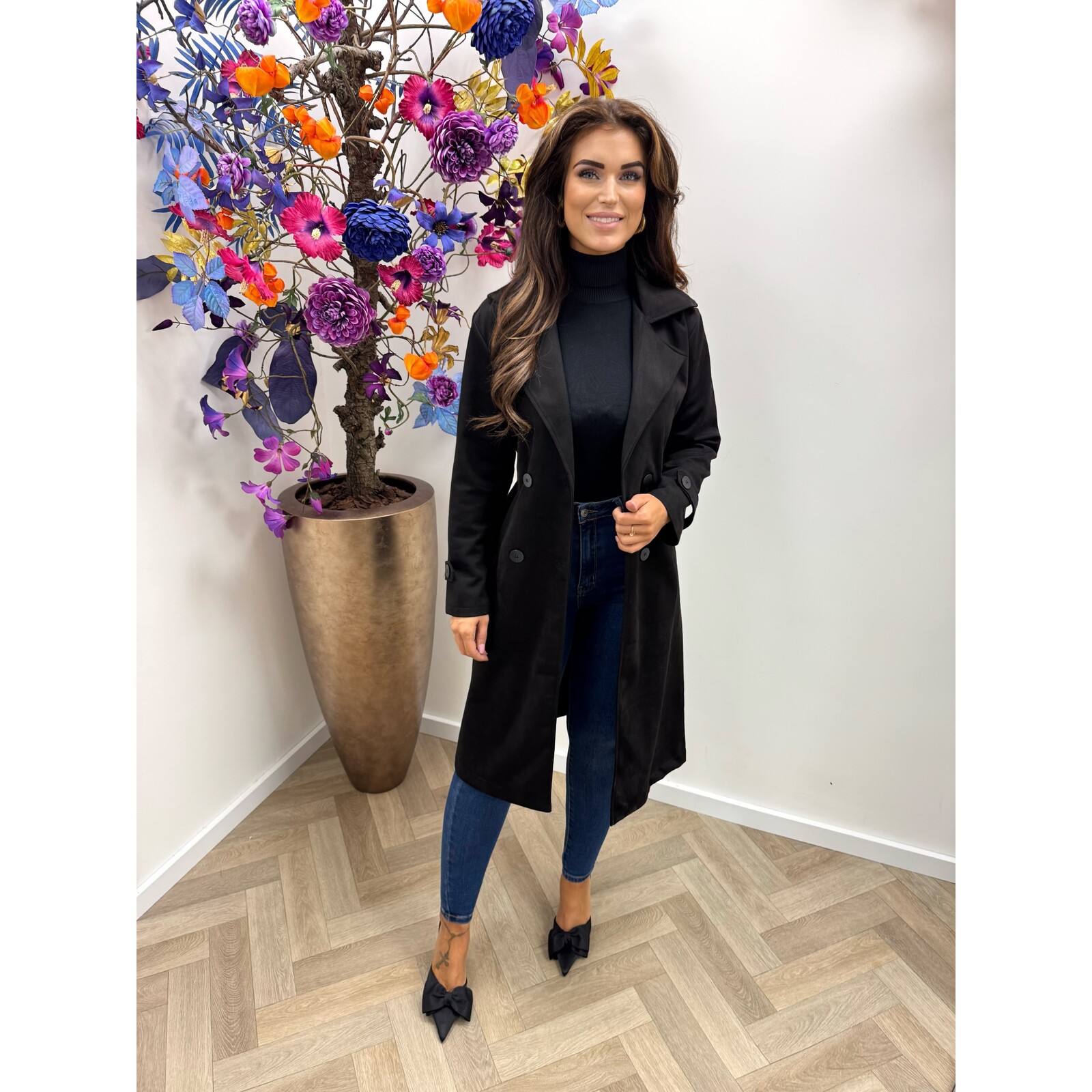 Long Jacket Suede Black