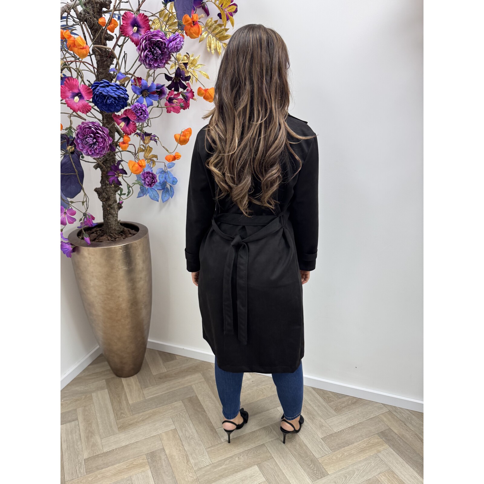 Long Jacket Suede Black