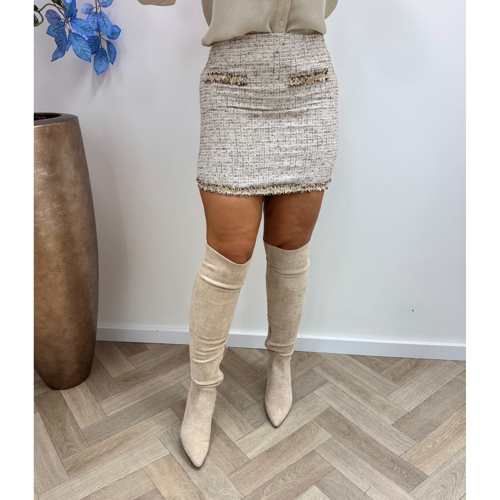 Skirt Tweed Beige Taupe
