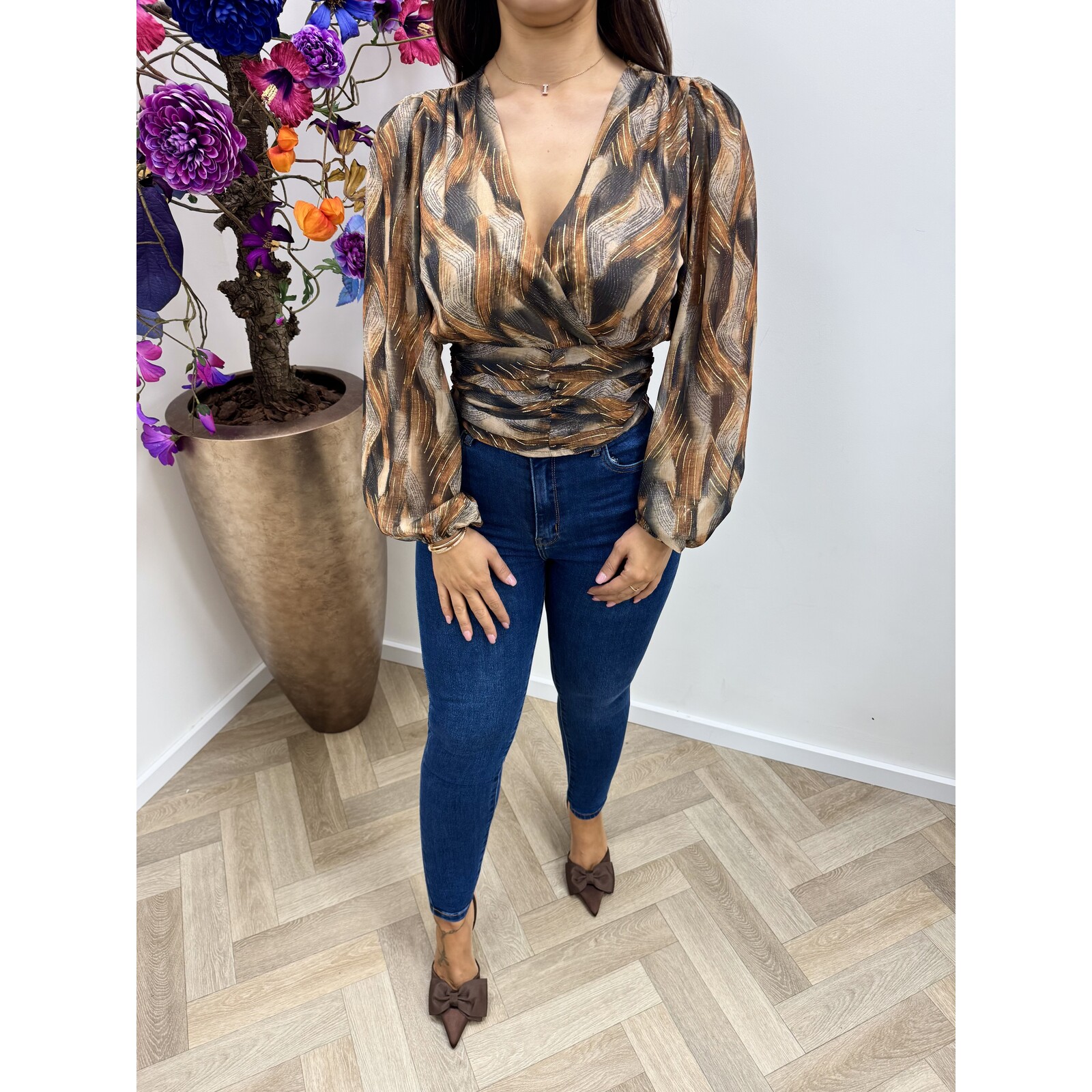 Blouse Feather Print CY5293A