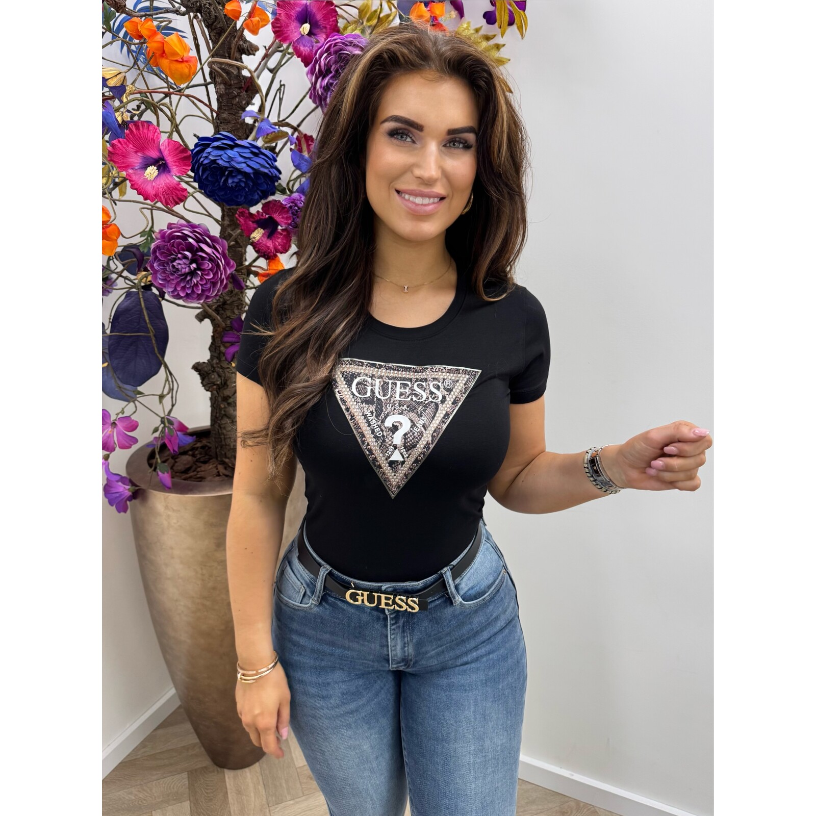 Guess T-Shirt Triangle Python Black Guess 895