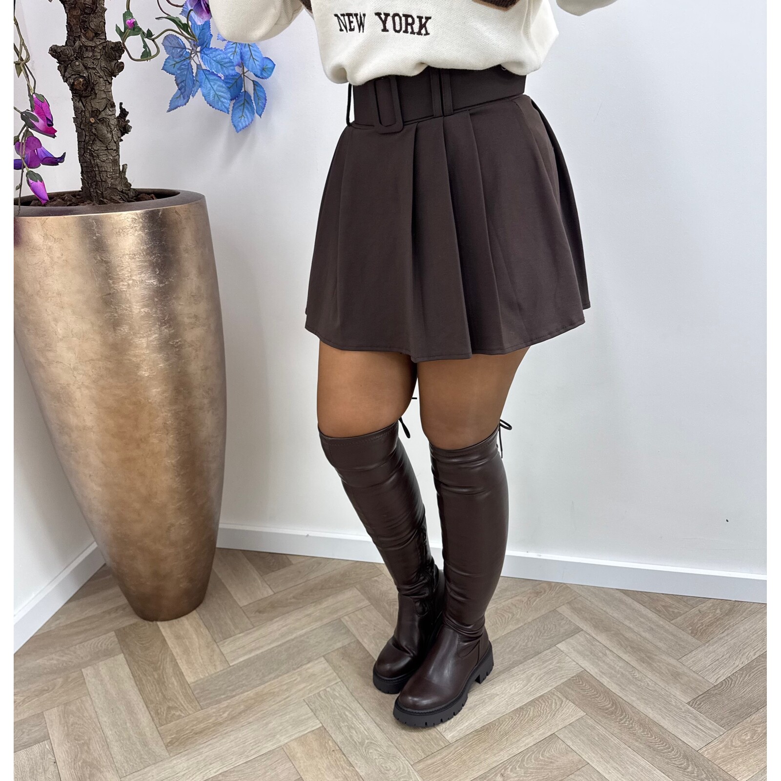 Skort Peplum With Belt choco