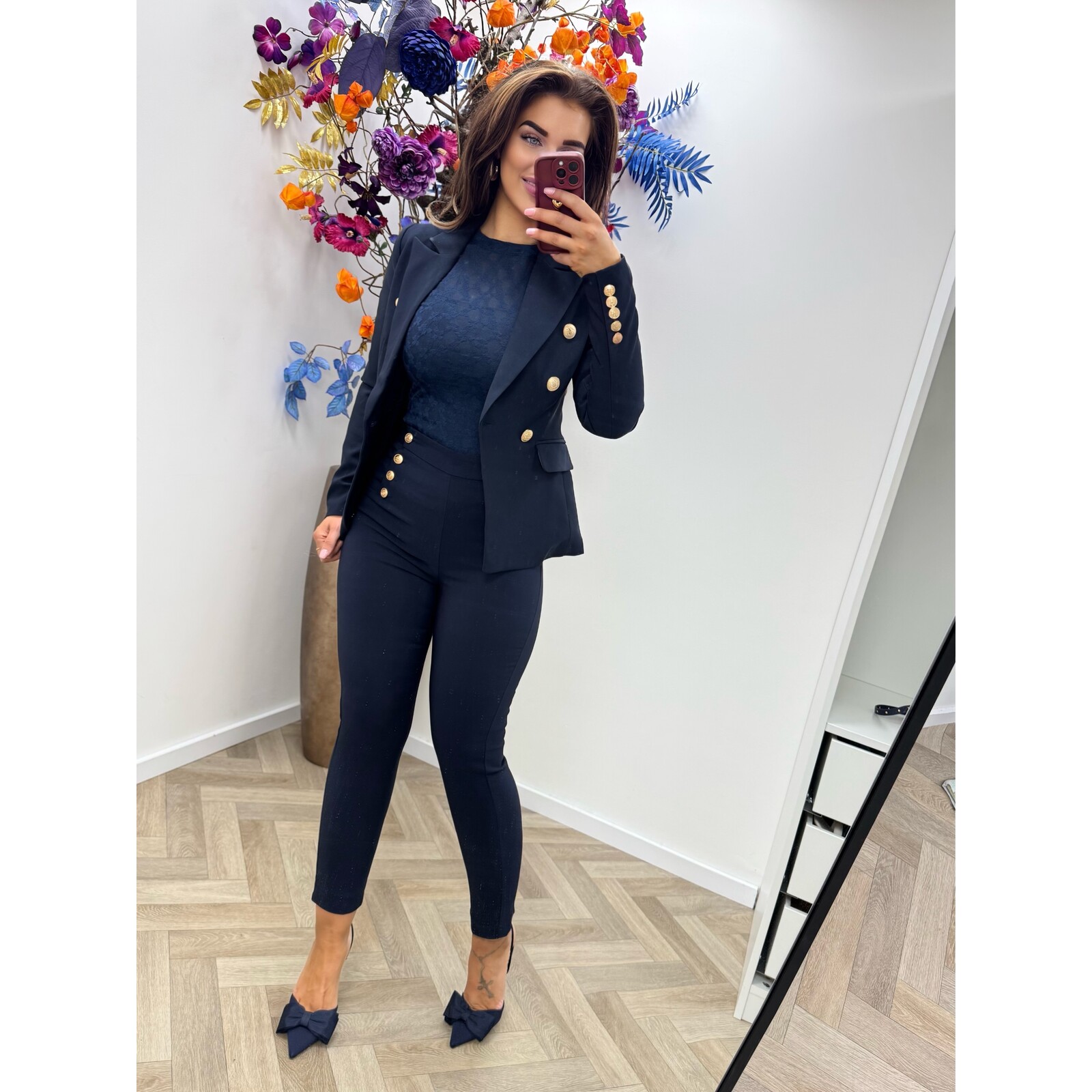 Luxe Blazer Button Navy V195