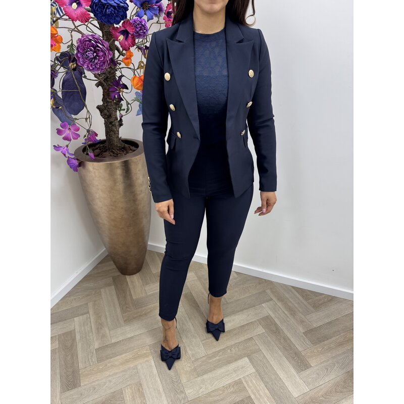 Luxe Blazer Button Navy V195