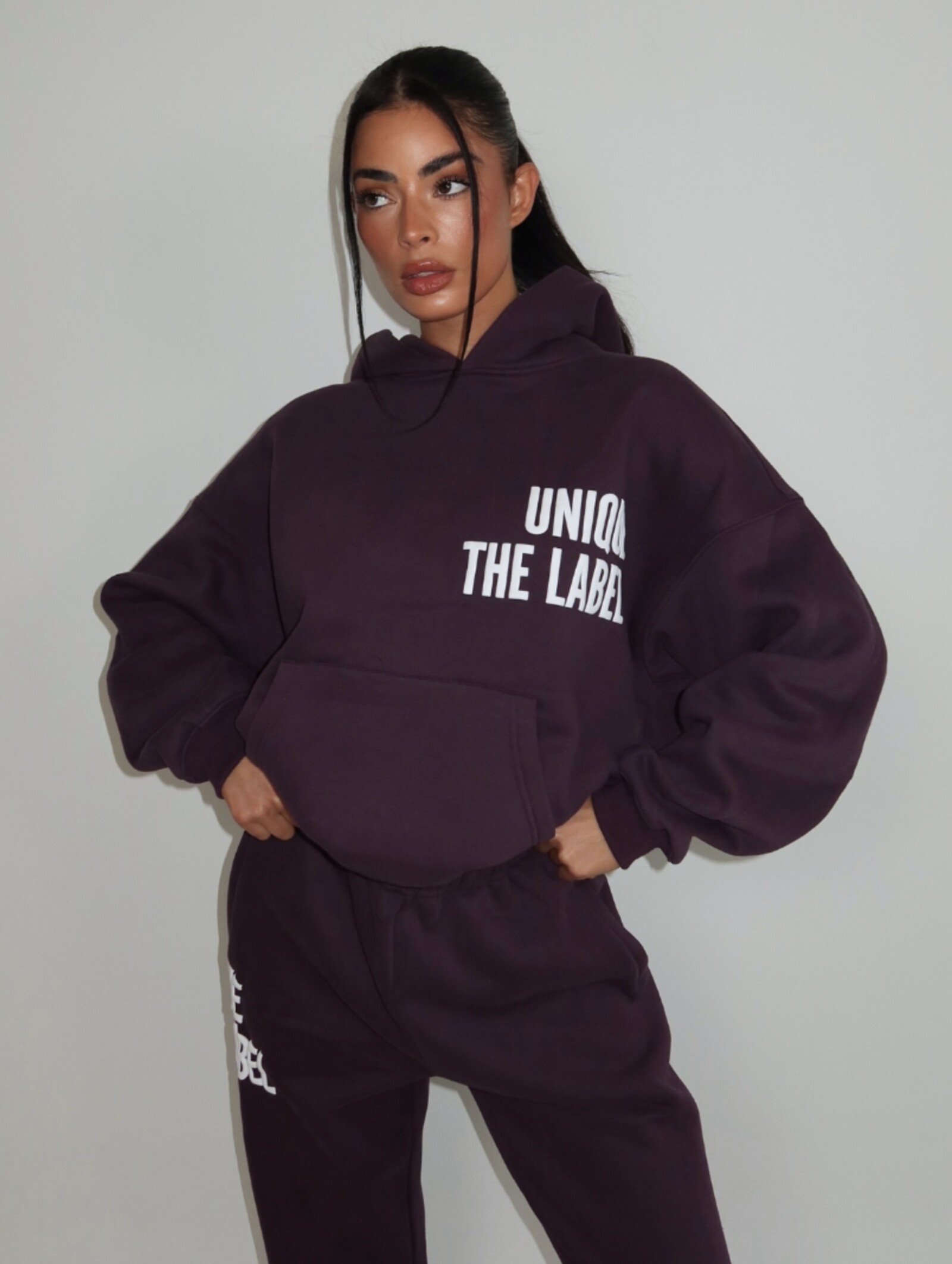 Unique The Label Hoodie Elyana Deep Berry