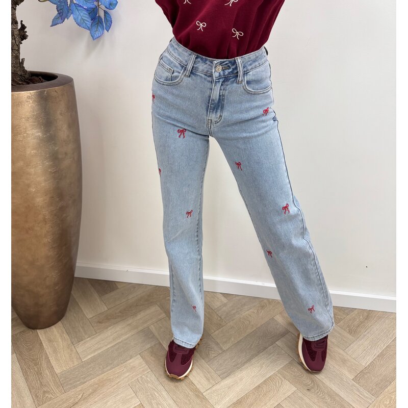 Jeans Red Bow Folyrose   Blue M7257K
