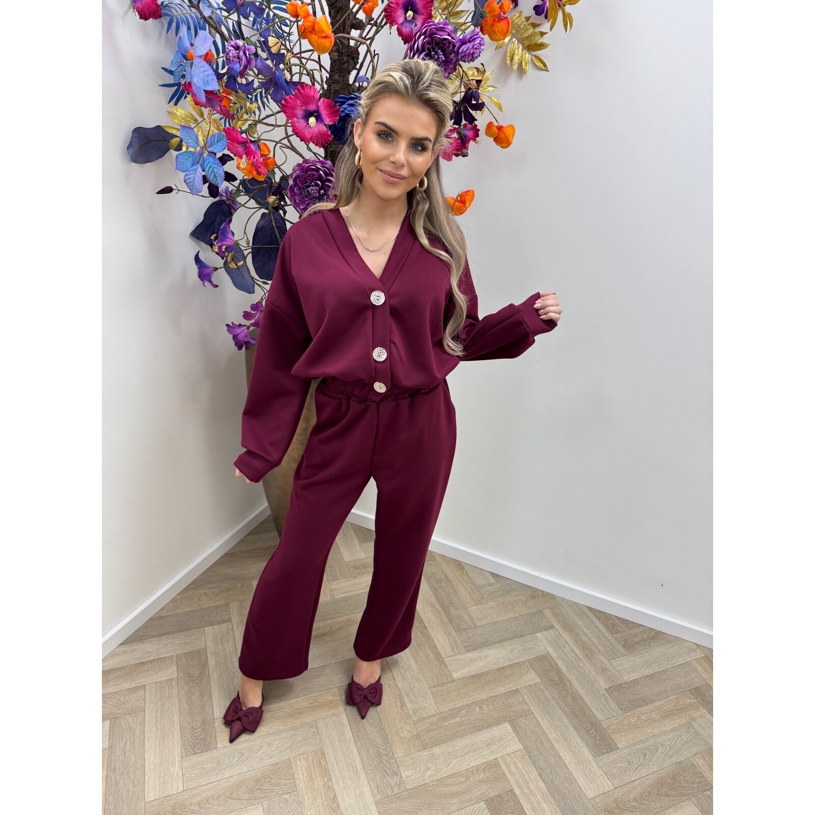 2 Delige Set Shanna Button  Bordeaux