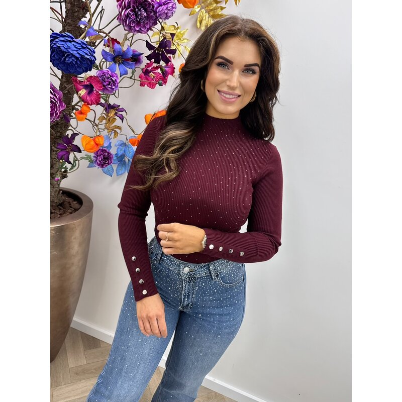 Col Top Diamonds button Q-83569 Bordeaux