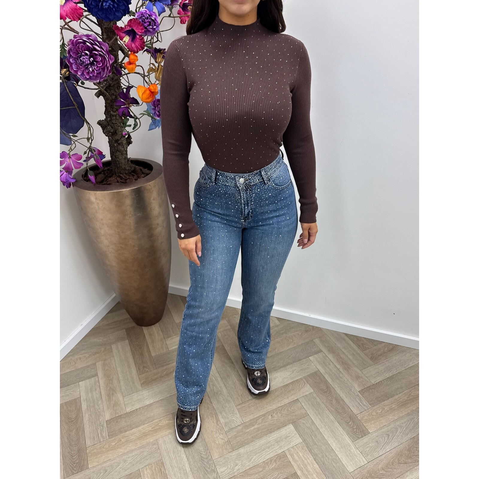 Col Top Diamonds button Q-83569 Choco