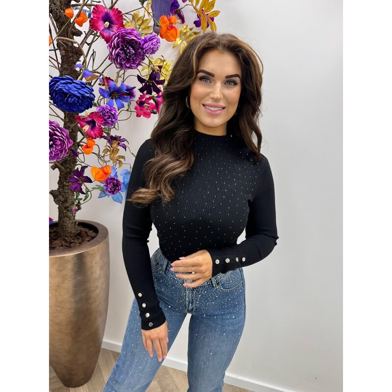 Col Top Diamonds button Q-83569 Black