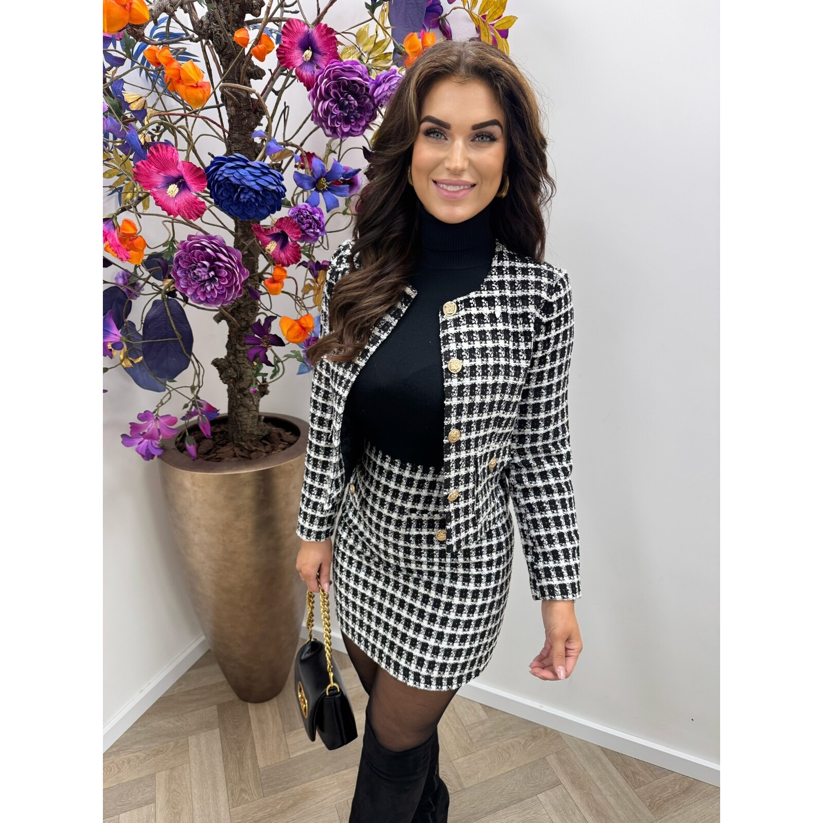 Blazer Chic Tweed ruit Lurex Black 1411