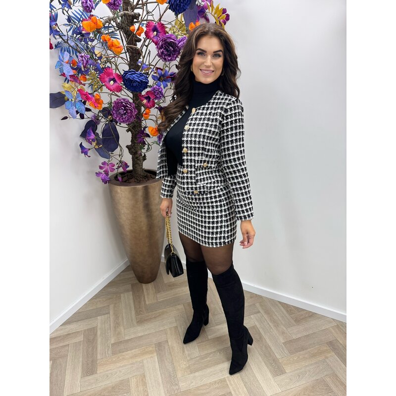 Blazer Chic Tweed ruit Lurex Black 1411