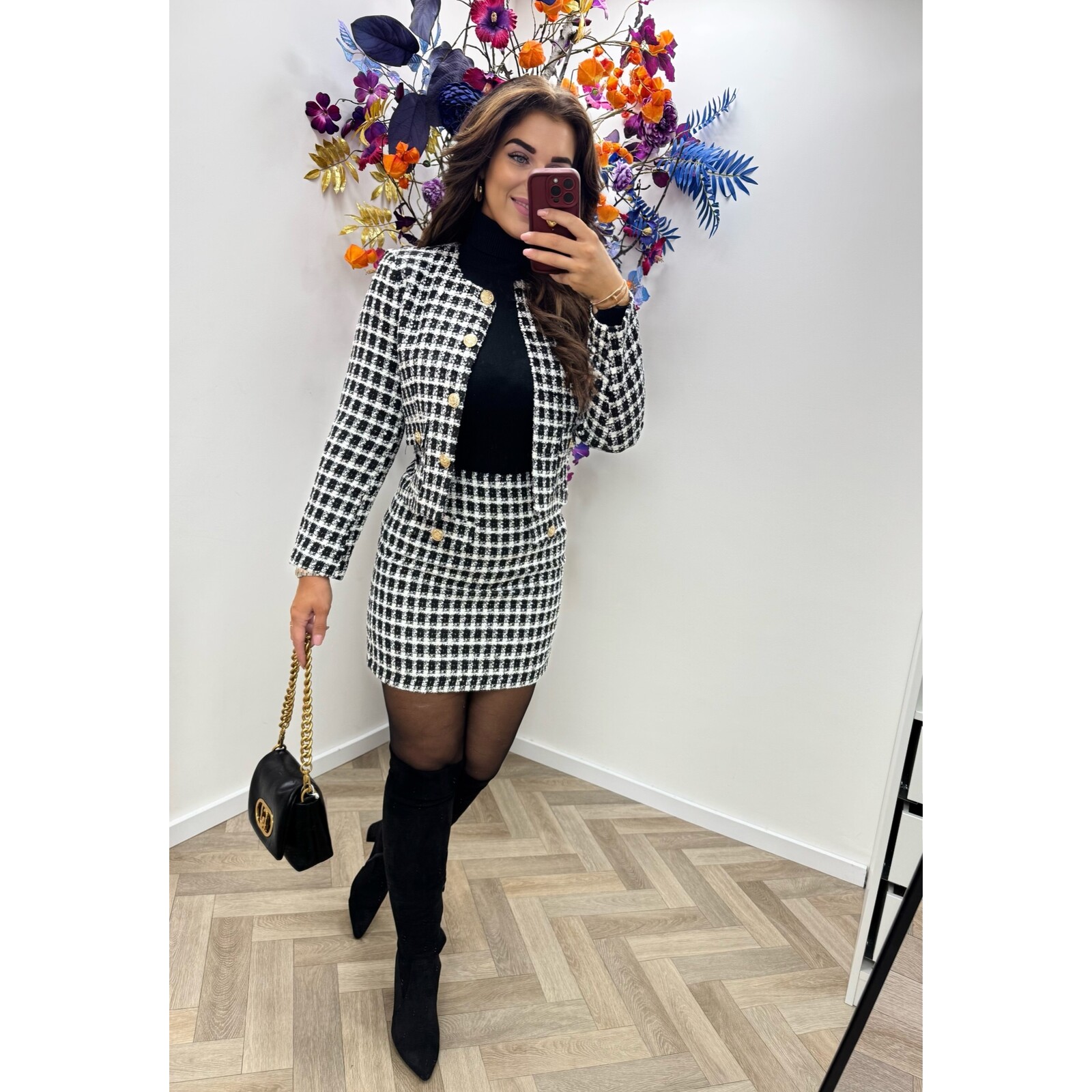 Blazer Chic Tweed ruit Lurex Black 1411