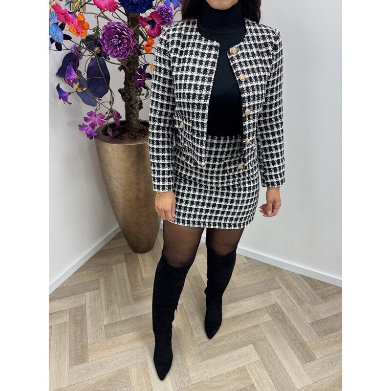 Blazer Chic Tweed ruit Lurex Black 1411