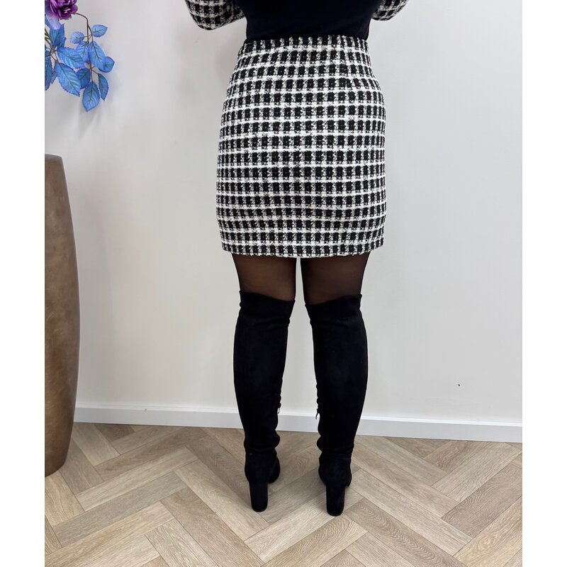 Skirt chic tweed ruit Lurex 2411 Black