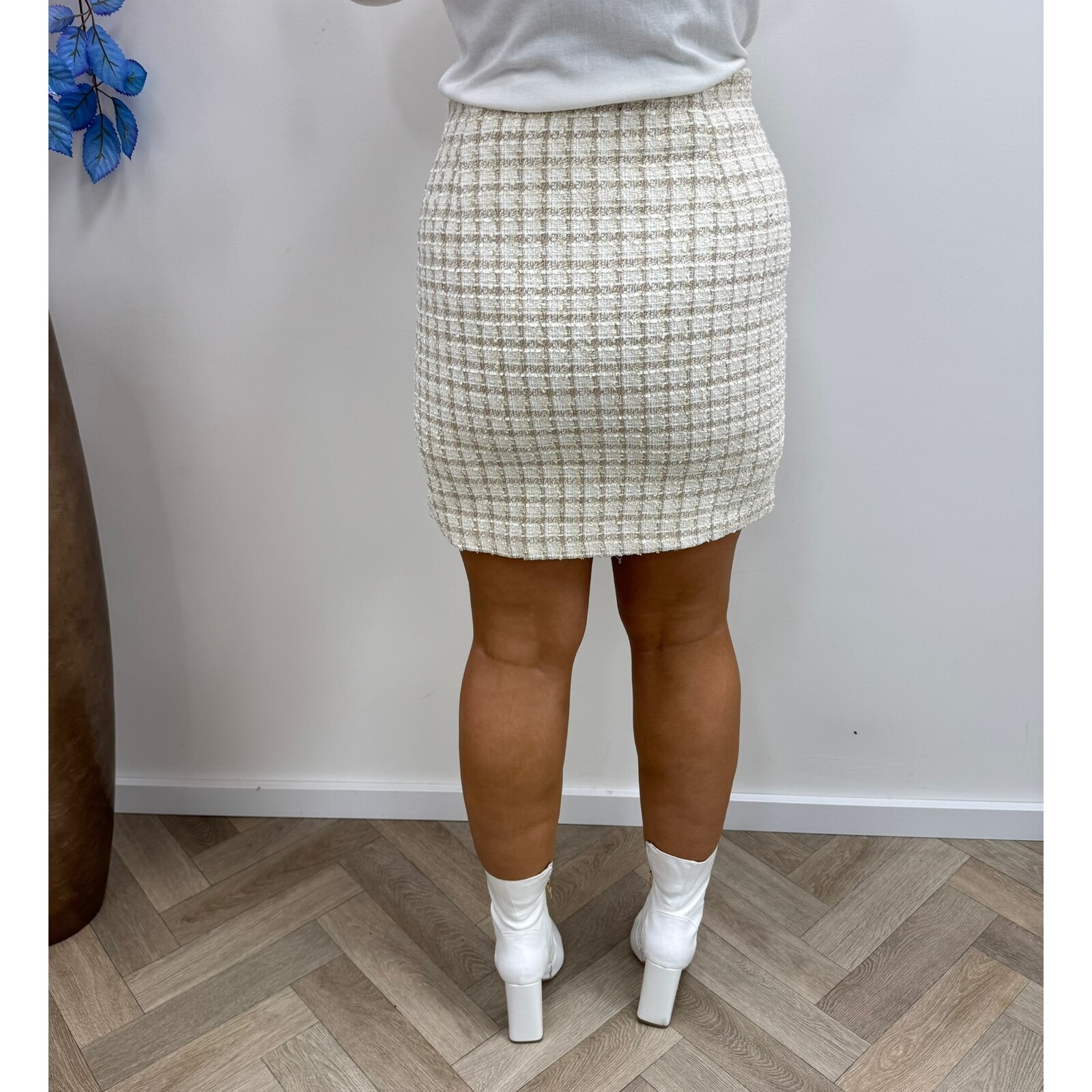 Skirt chic tweed ruit Lurex 2411 Beige