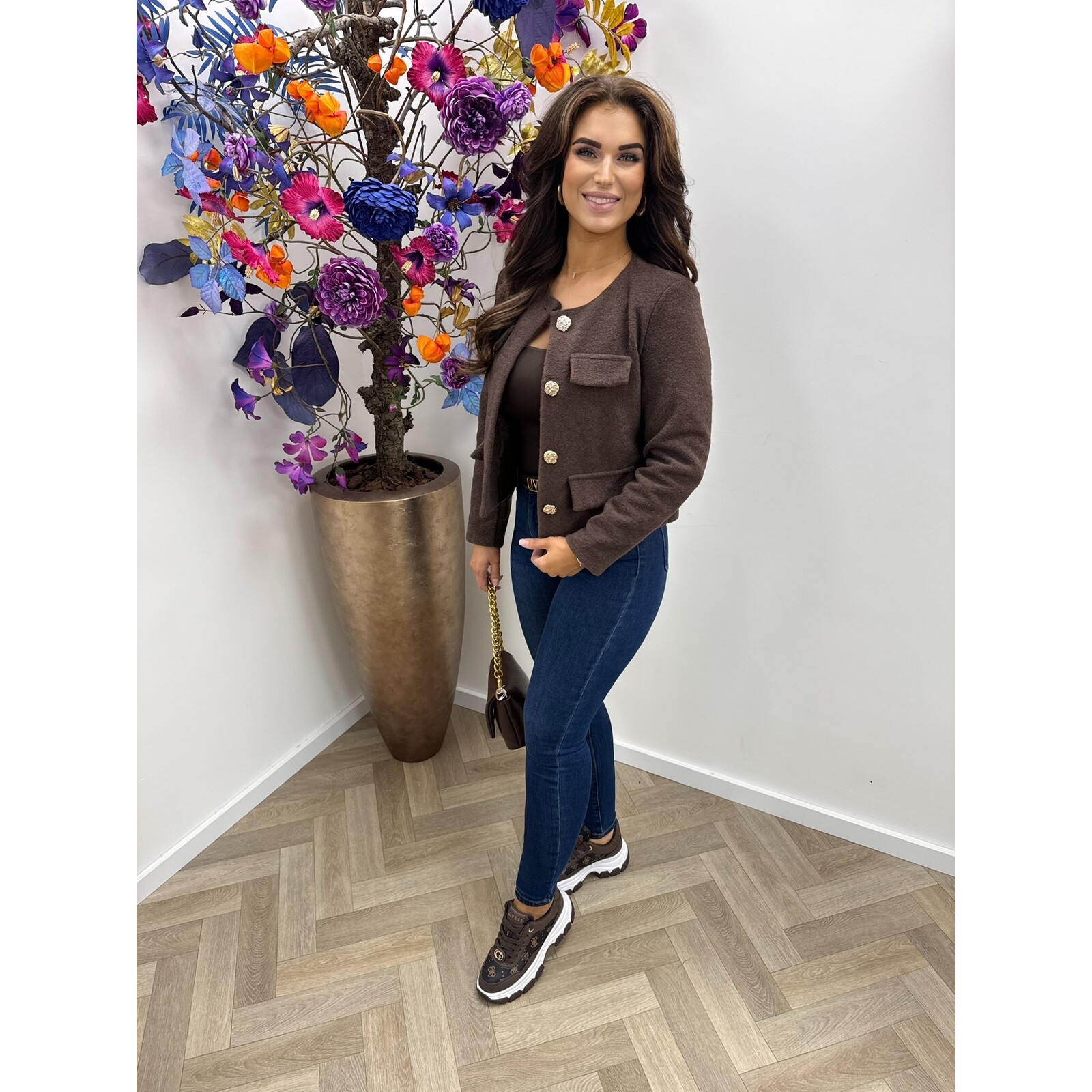 Jacket Bonita Gold Button Choco