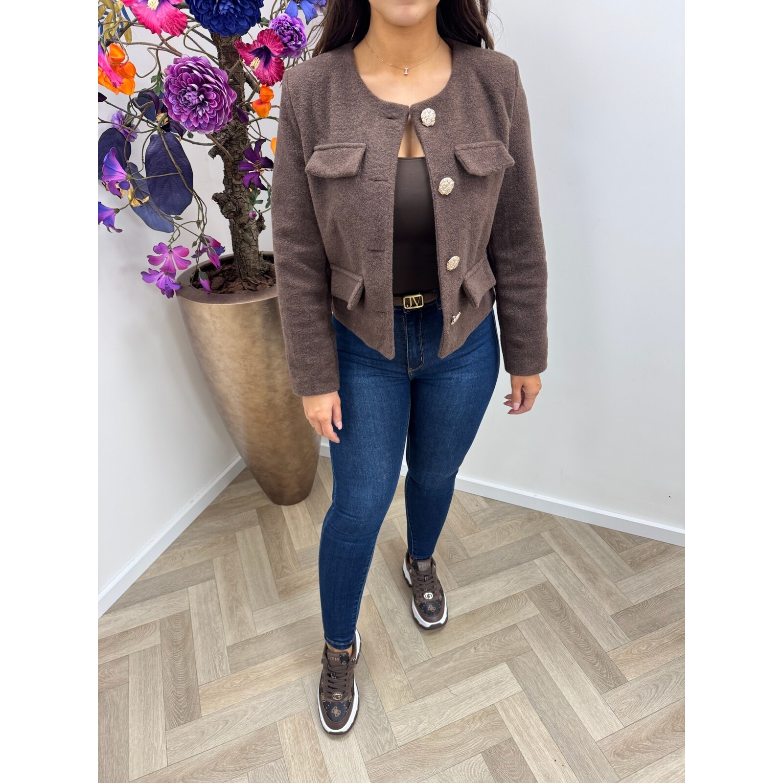 Jacket Bonita Gold Button Choco