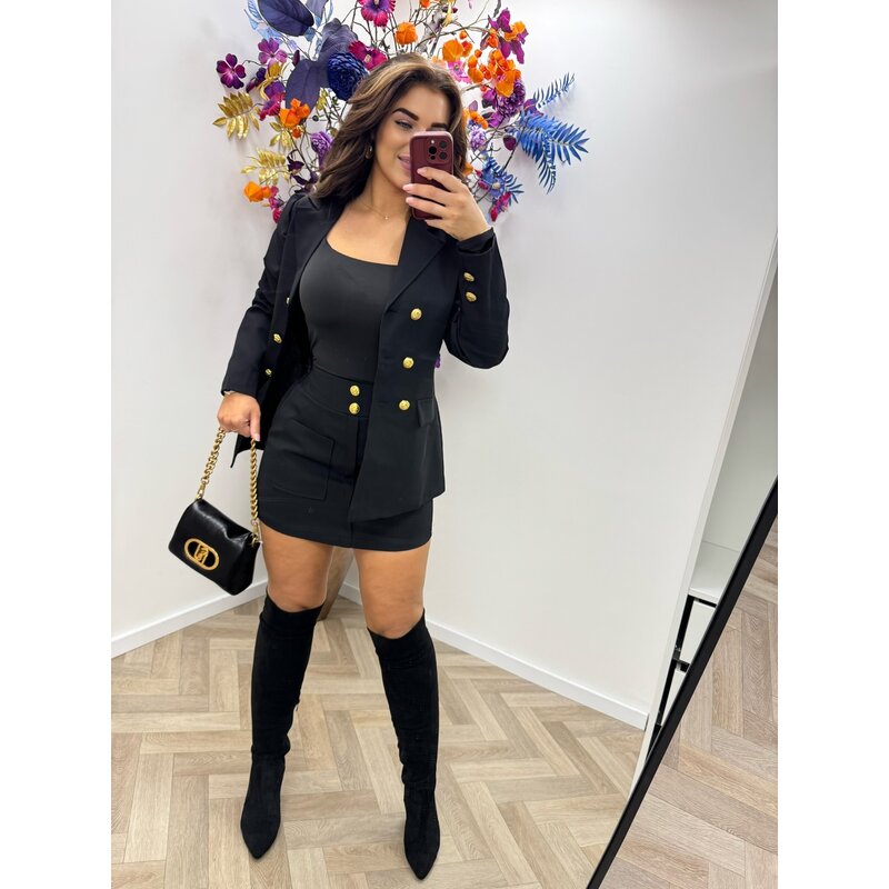 2 Delige set Alisa gold button 6653 Black