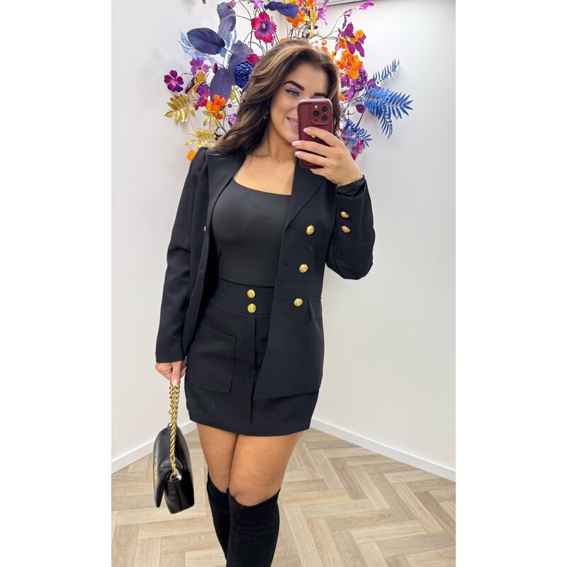 2 Delige set Alisa gold button 6653 Black