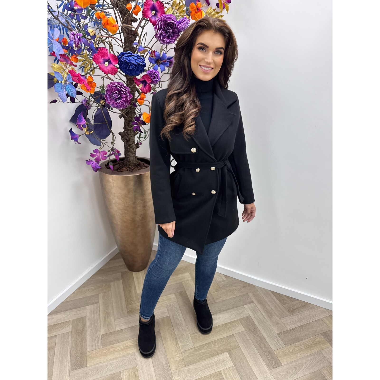 Trenchcoat Layla Button Black