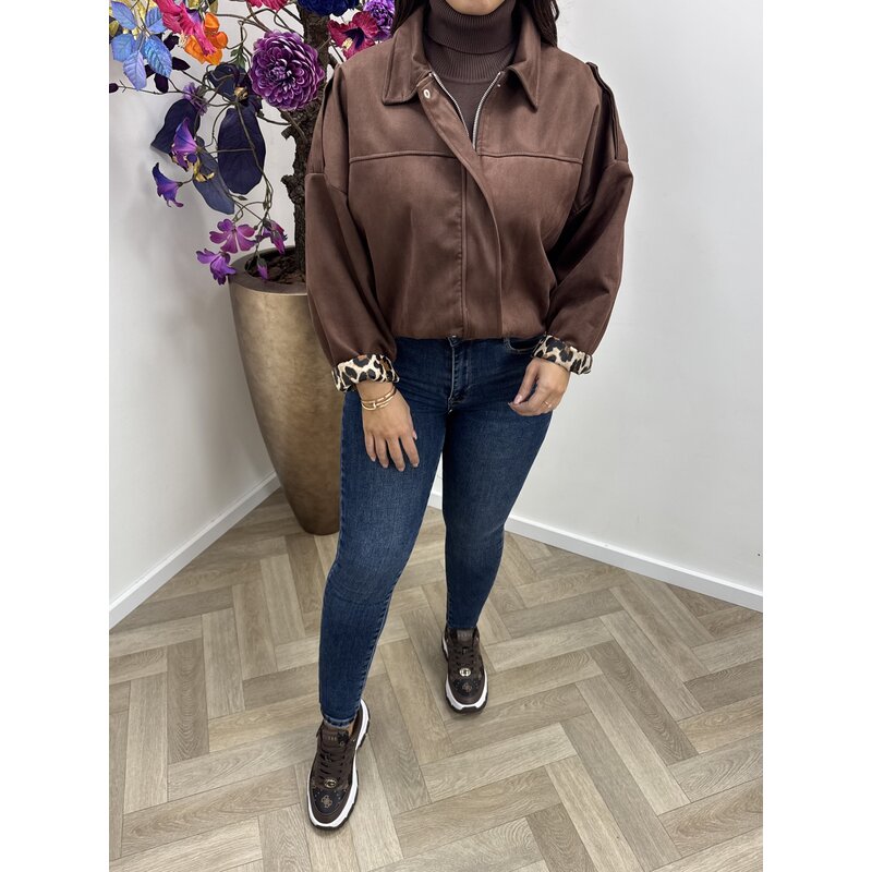 Jacket suede leopard Choco