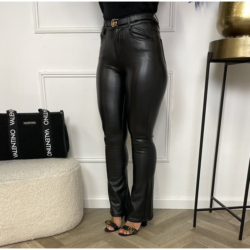 Pants Newplay flair leder black 9205