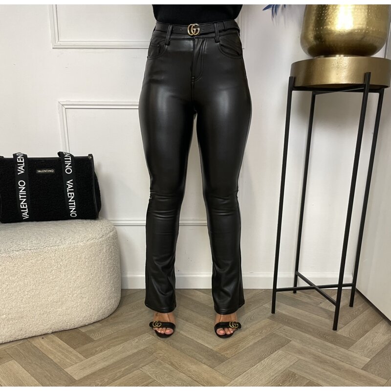 Pants Newplay flair leder black 9205