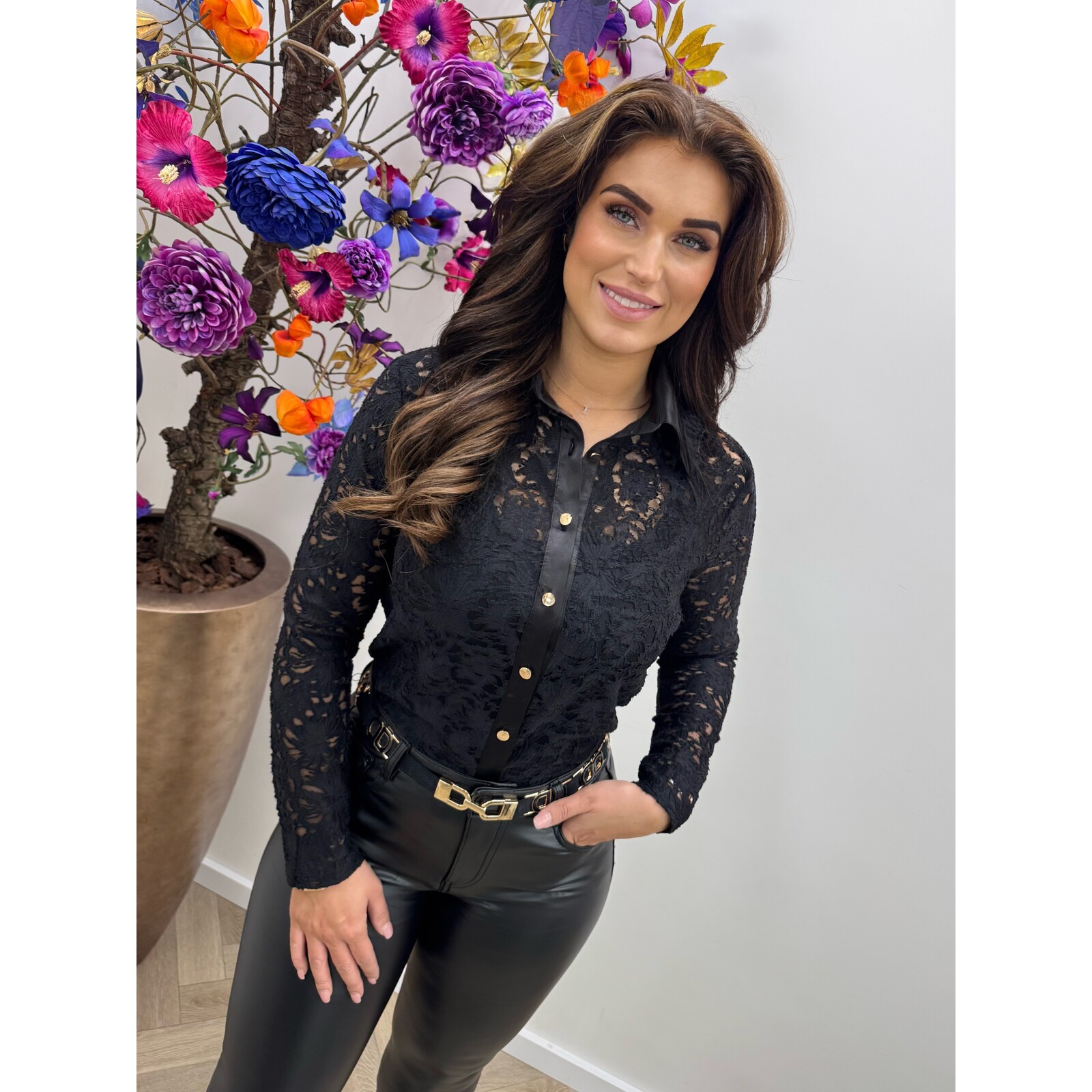 Blouse katie lace HS9806 Black