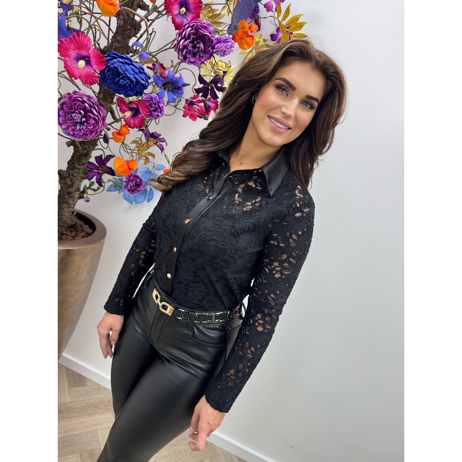 Blouse katie lace HS9806 Black