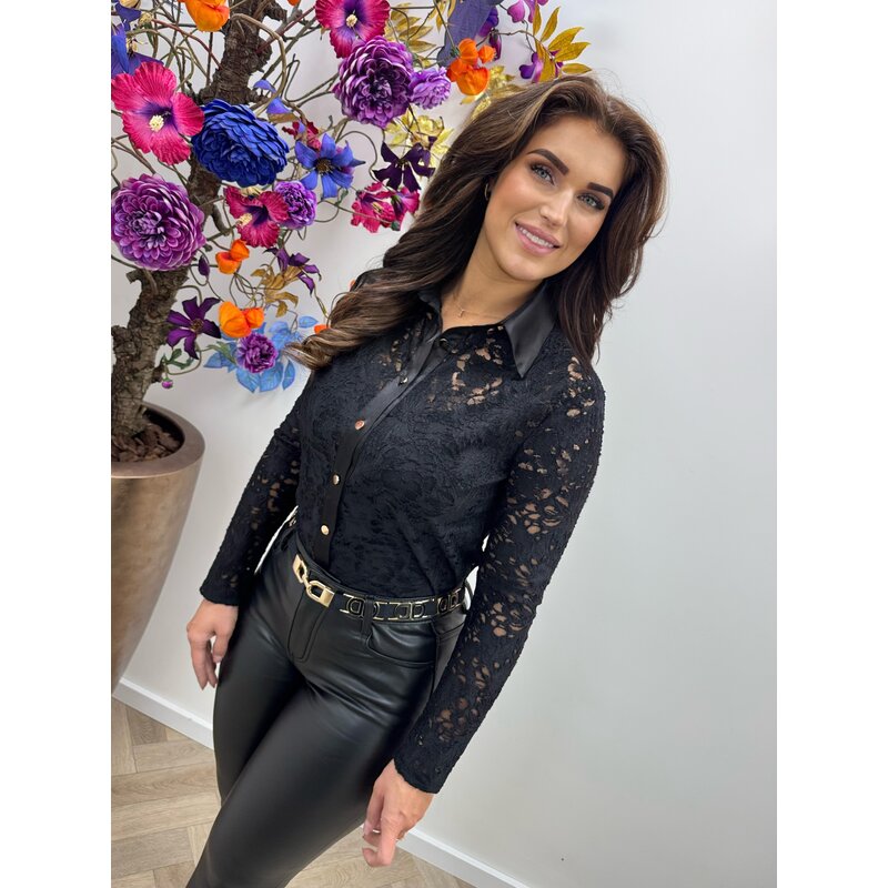 Blouse katie lace HS9806 Black