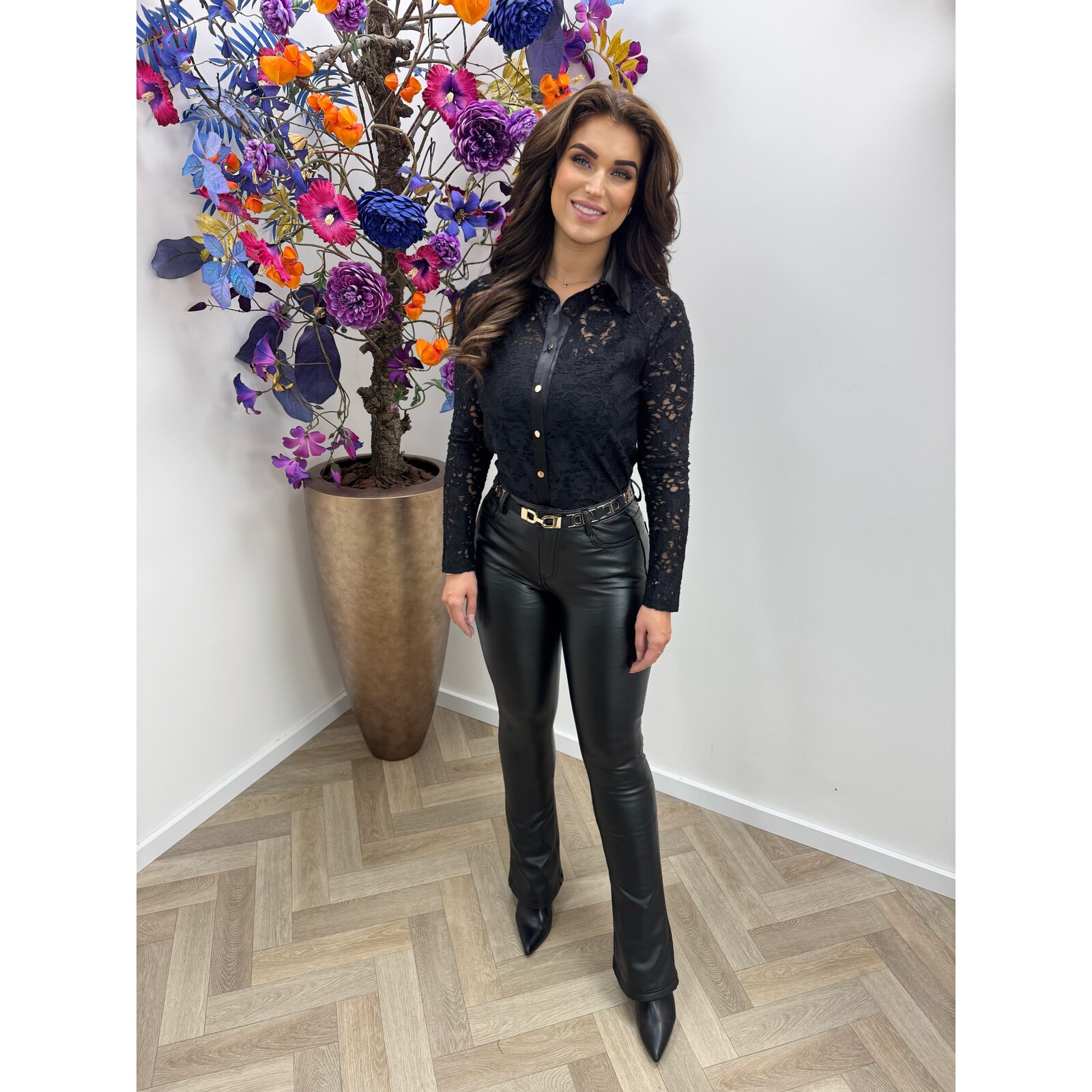 Blouse katie lace HS9806 Black