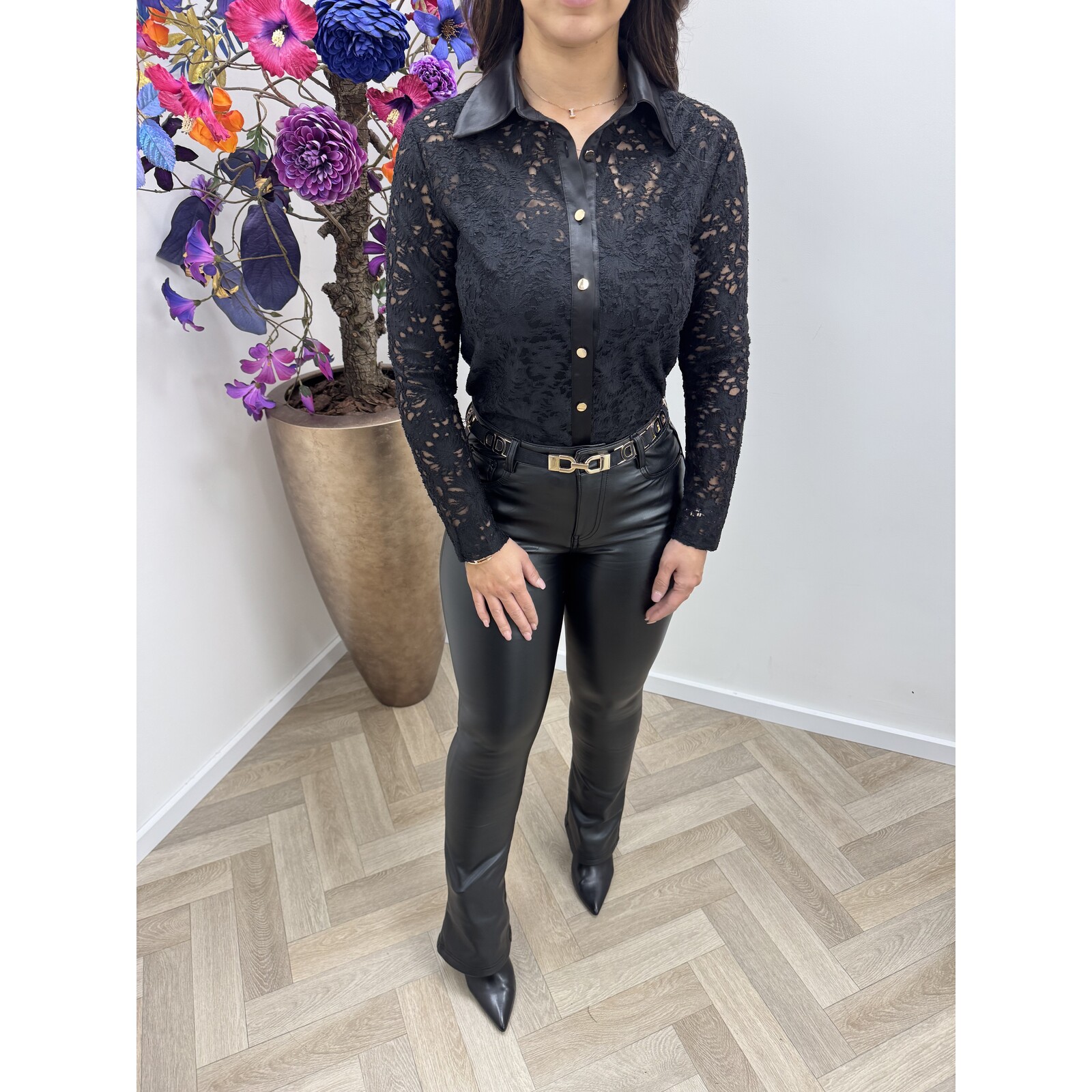 Blouse katie lace HS9806 Black