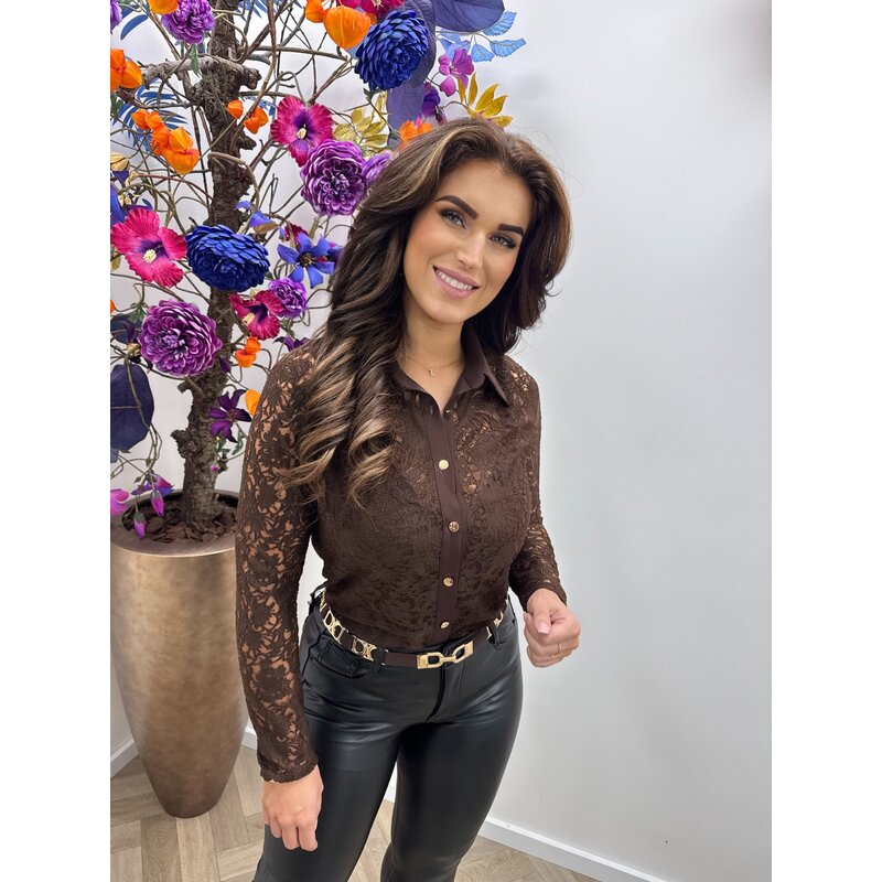 Blouse katie lace HS9806 Choco