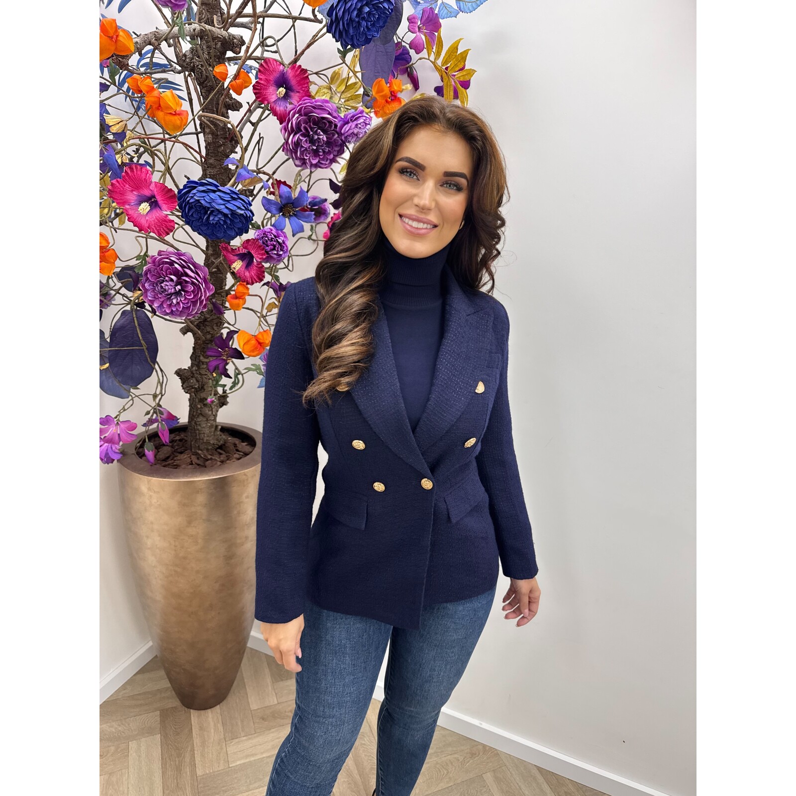 Tweed blazer Chiq Button 1194 Navy