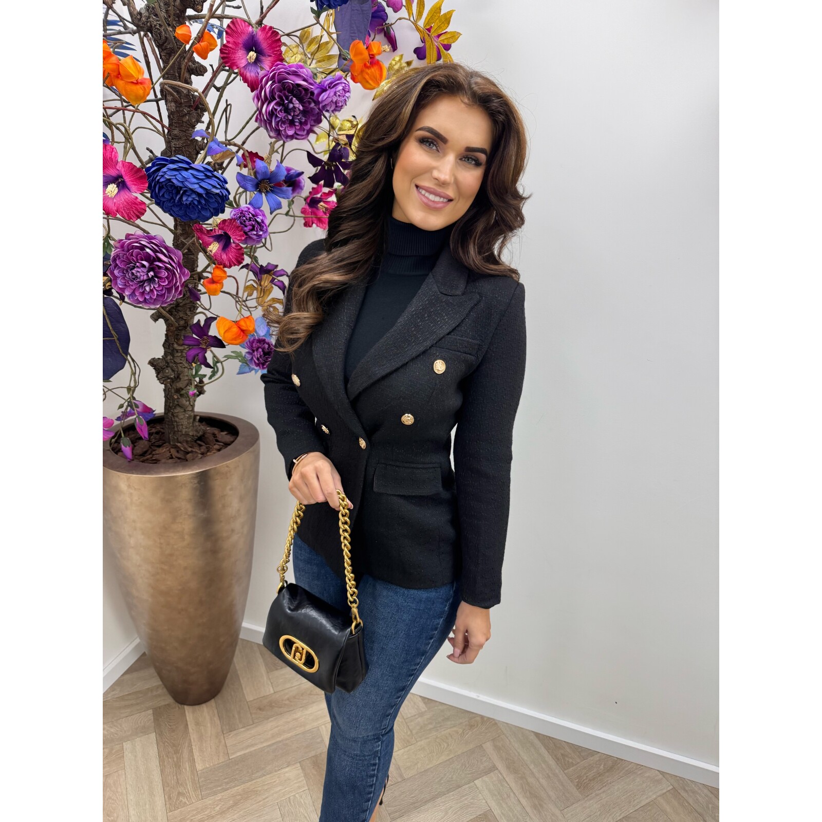 Tweed blazer Chiq Button 1194 Black